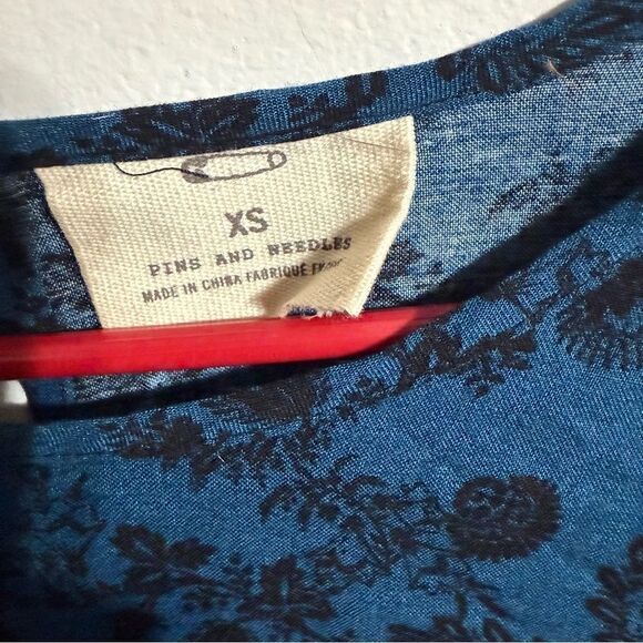 Pins & Needles Blue Black Crop Blouse - Picture 3 of 4